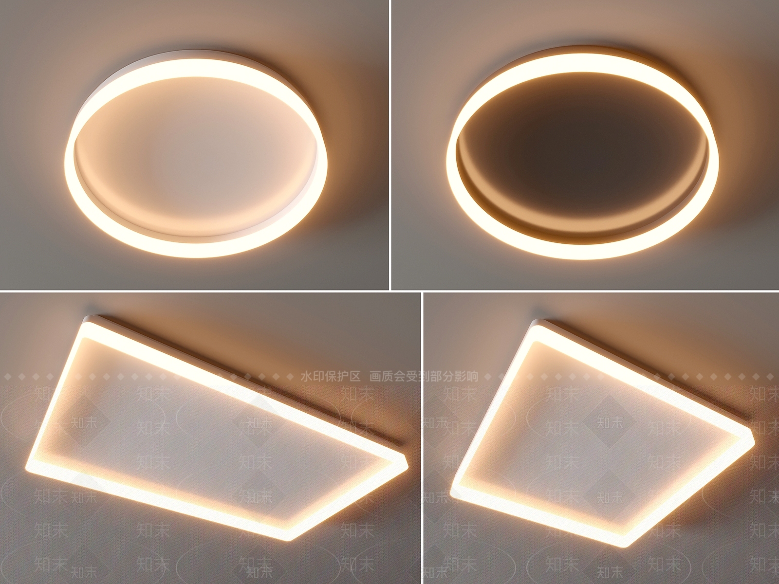 现代吸顶灯3D模型下载【ID:1153770812】