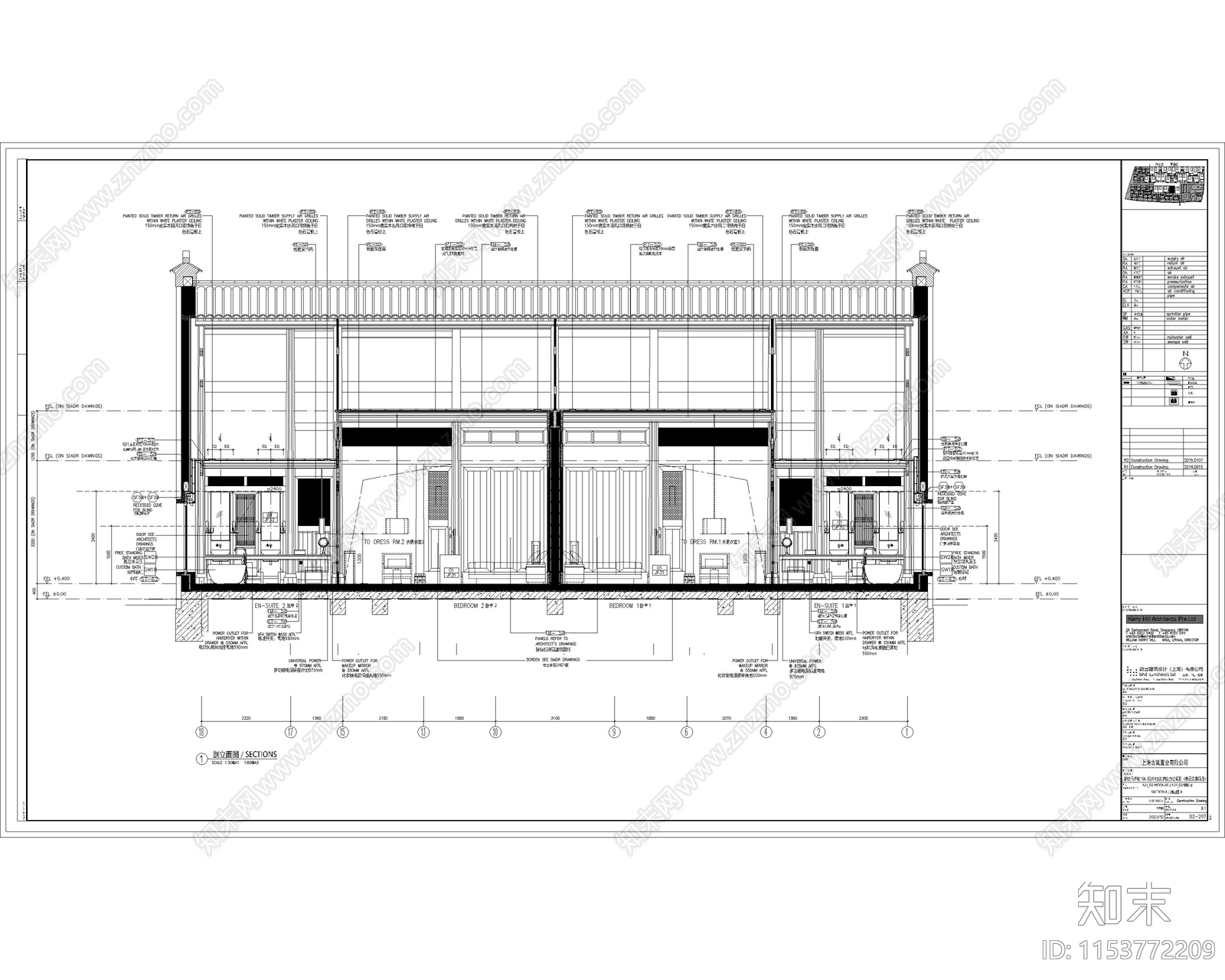 中式古建民宿建筑立面全cad施工图下载【ID:1153772209】