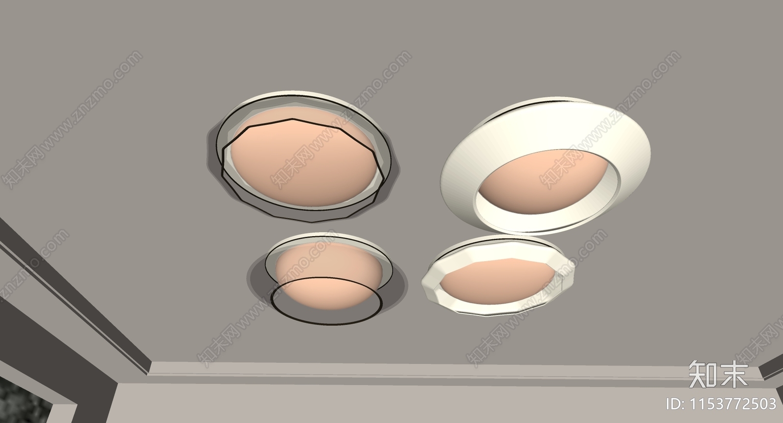 现代吸顶灯SU模型下载【ID:1153772503】