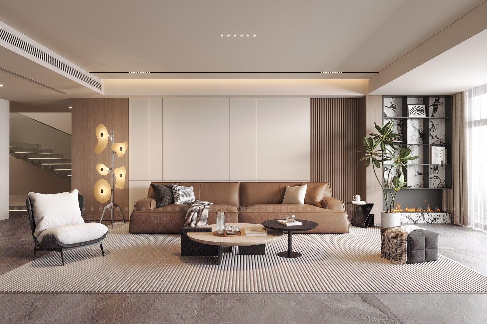 现代别墅客厅SU模型下载【ID:1153776031】