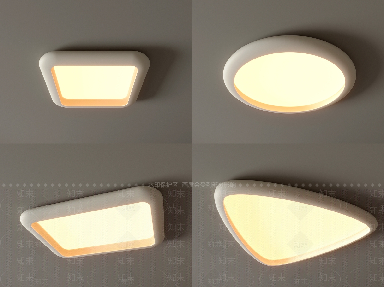 现代吸顶灯3D模型下载【ID:1153776123】