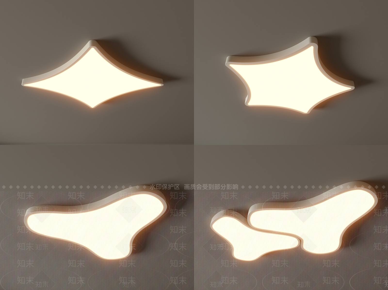 现代吸顶灯3D模型下载【ID:1153776343】