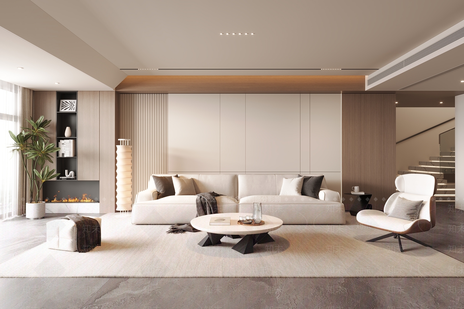 现代别墅客厅SU模型下载【ID:1153776481】