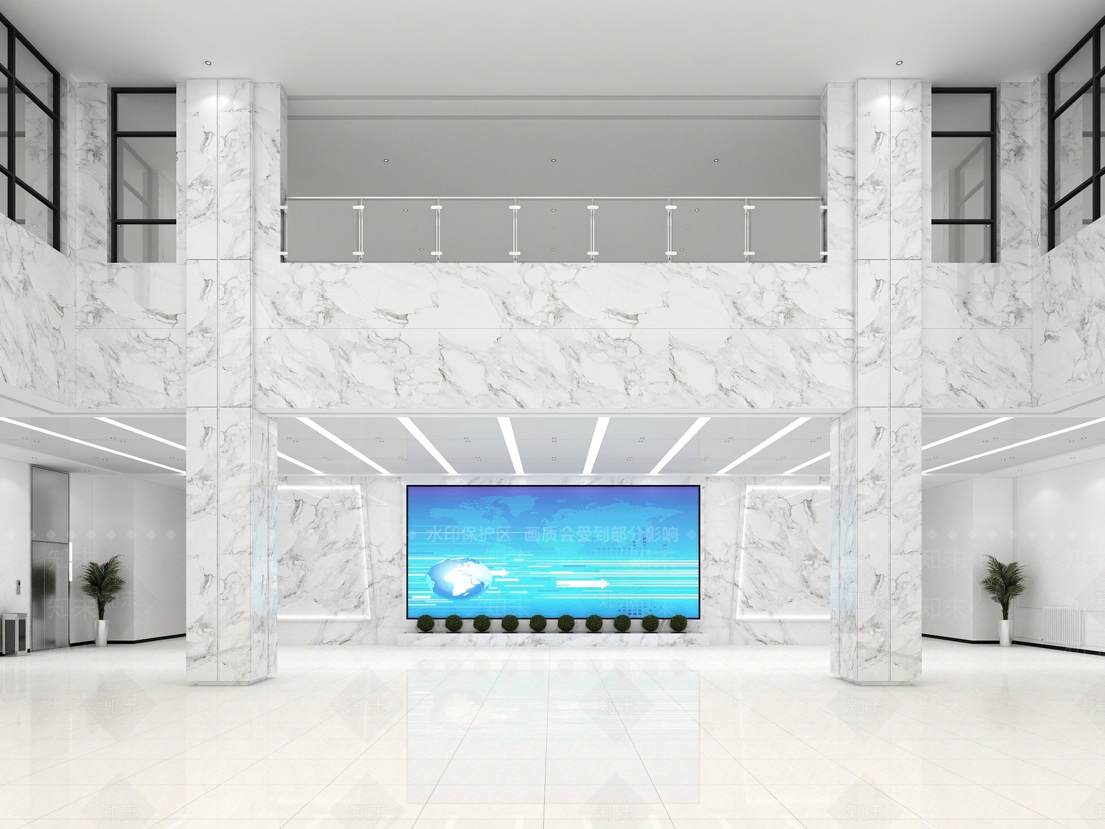 现代办公楼大厅3D模型下载【ID:1153776456】