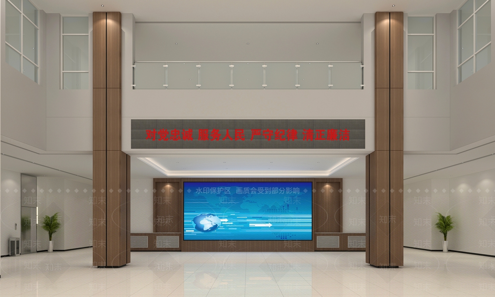 现代办公楼大厅3D模型下载【ID:1153776478】