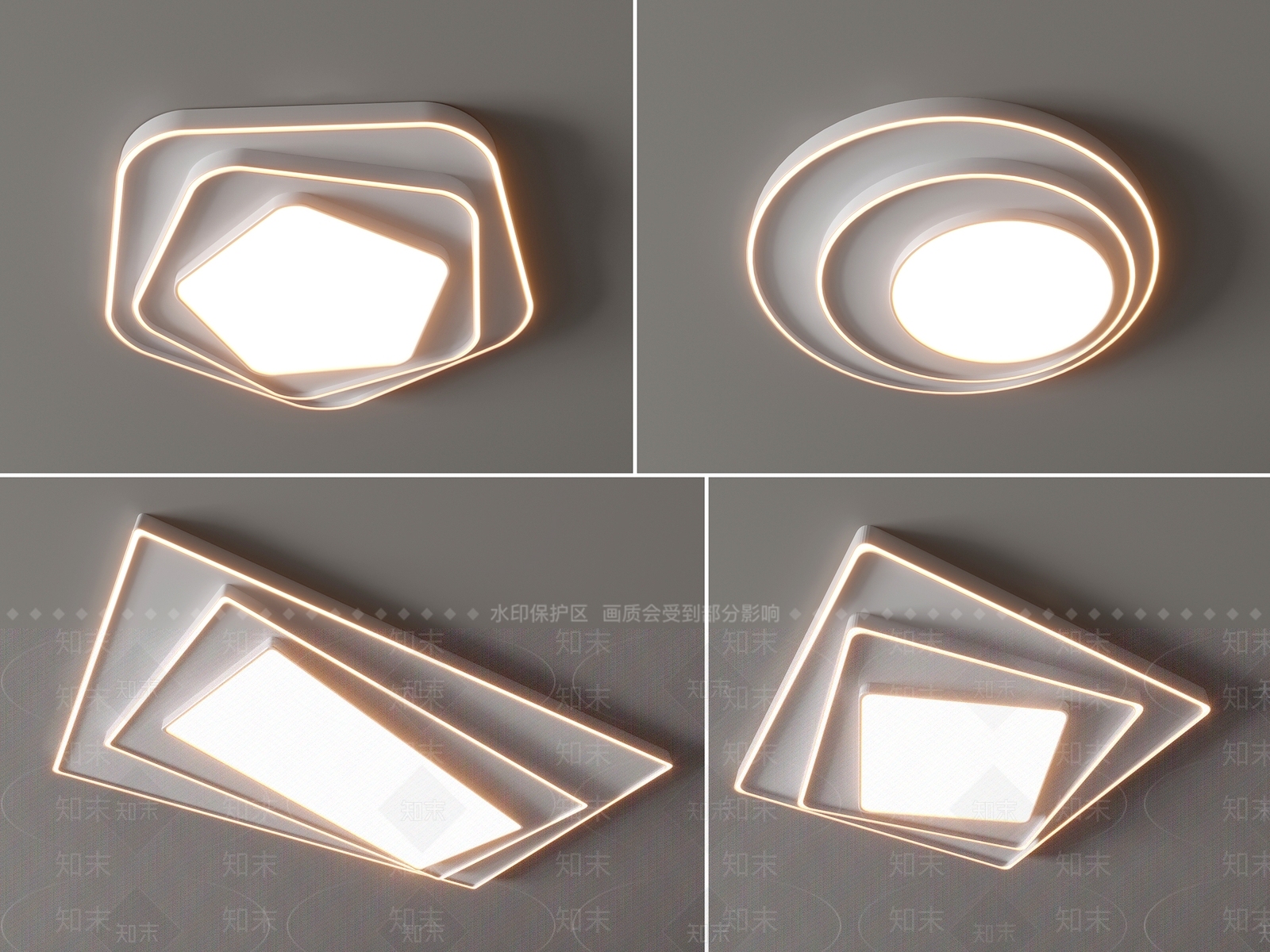 现代吸顶灯3D模型下载【ID:1153777952】