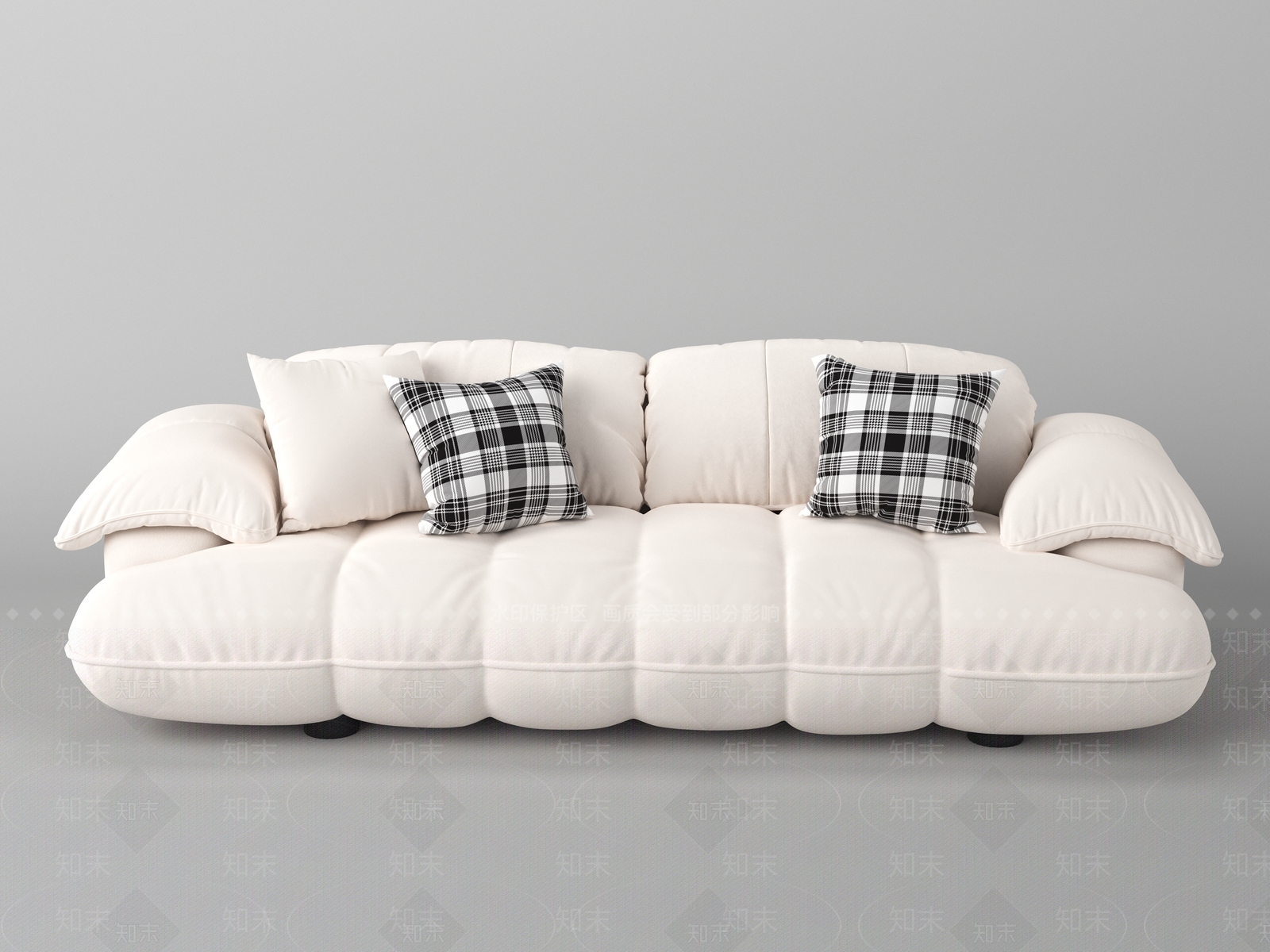 现代奶油风双人沙发3D模型下载【ID:1153778049】