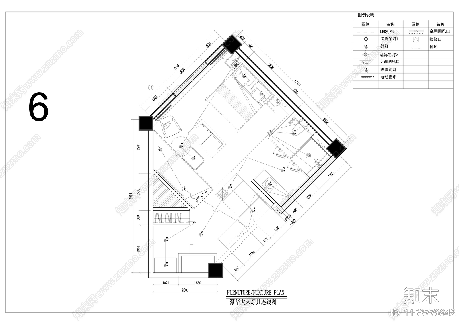 2024年最新豪华大床酒店客房cad施工图下载【ID:1153778942】