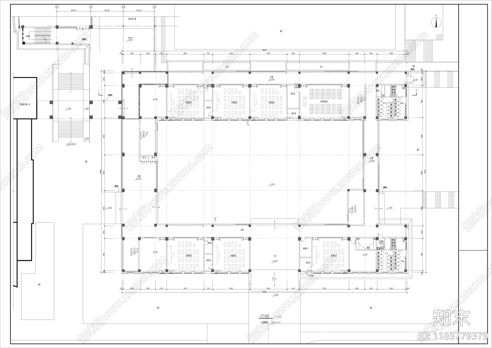 教学楼平立剖面cad施工图下载【ID:1153779379】