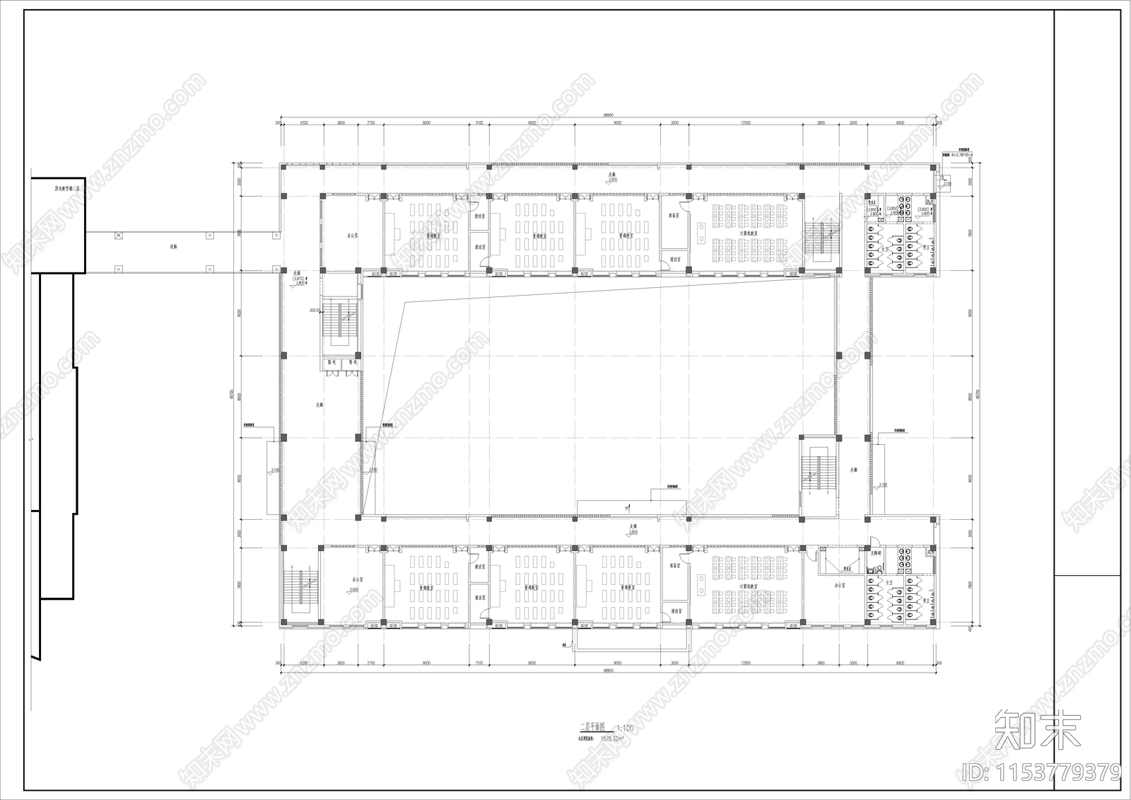 教学楼平立剖面cad施工图下载【ID:1153779379】