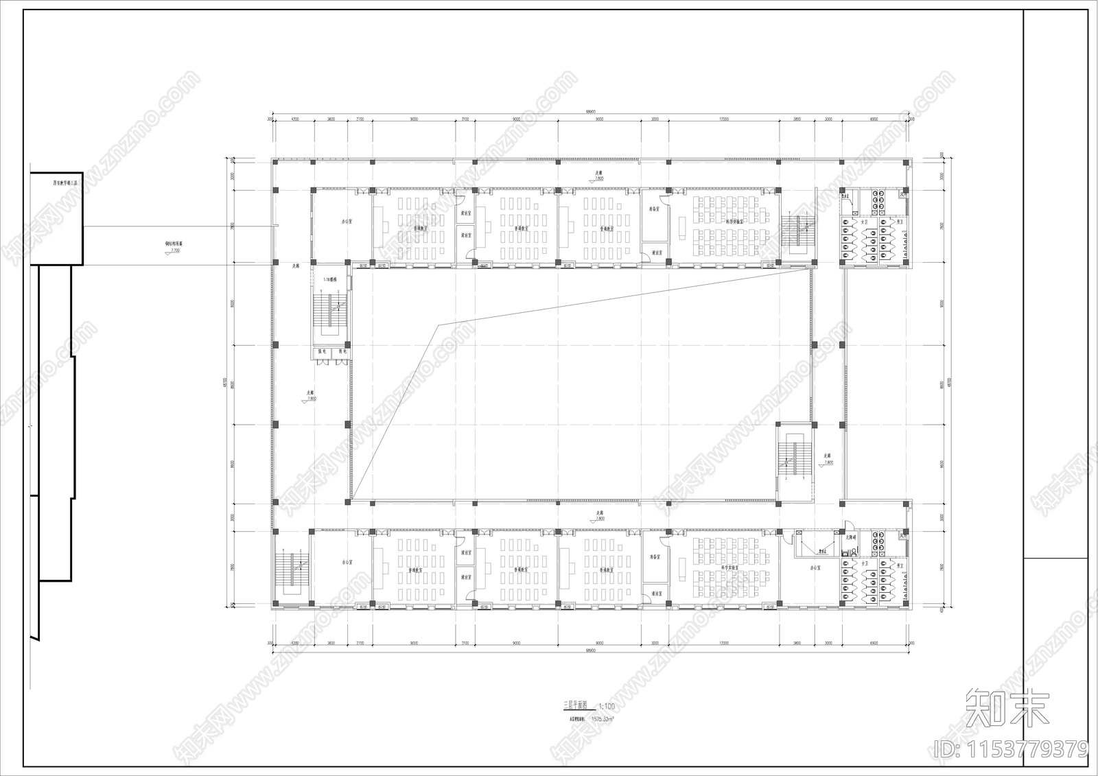 教学楼平立剖面cad施工图下载【ID:1153779379】