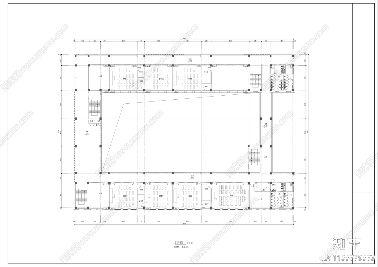 教学楼平立剖面cad施工图下载【ID:1153779379】