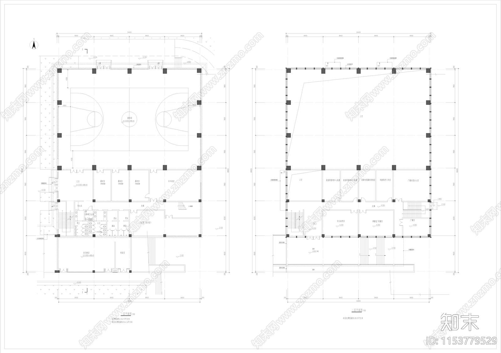 经典方正体育馆平立剖面施工图下载【ID:1153779529】