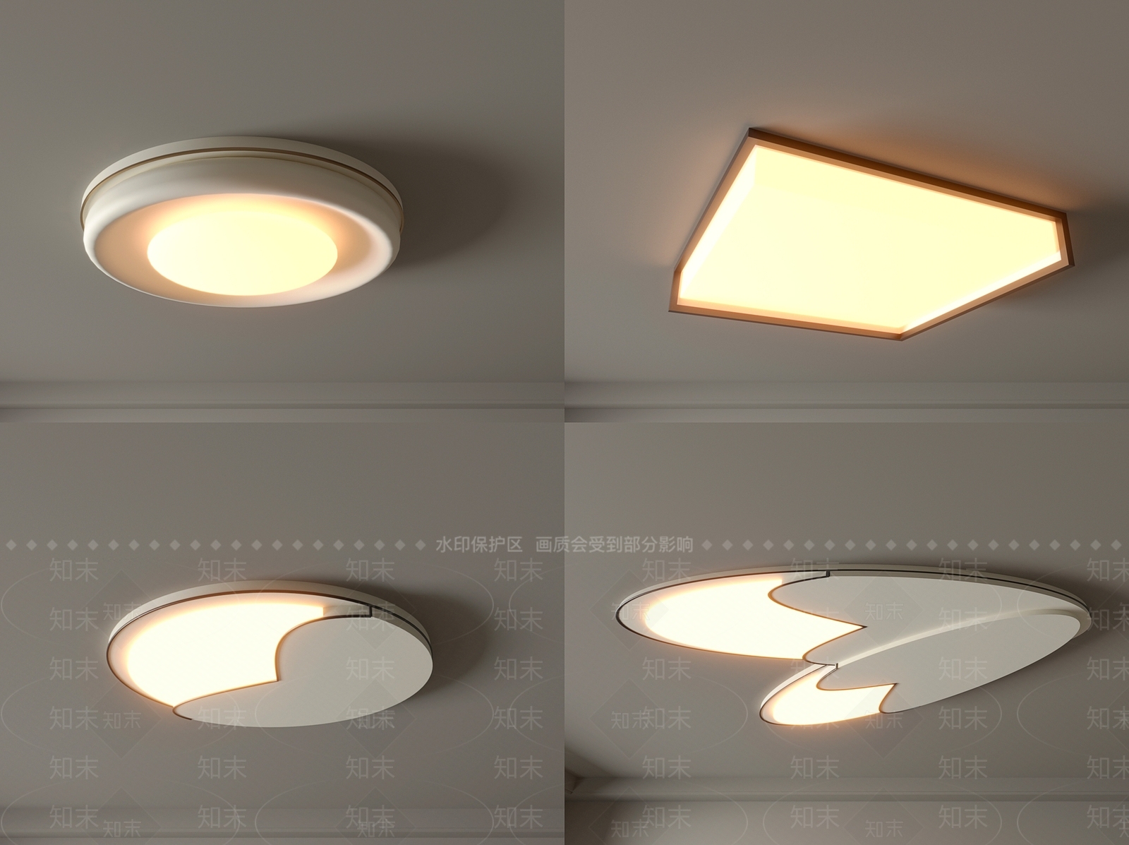 现代吸顶灯3D模型下载【ID:1153780918】