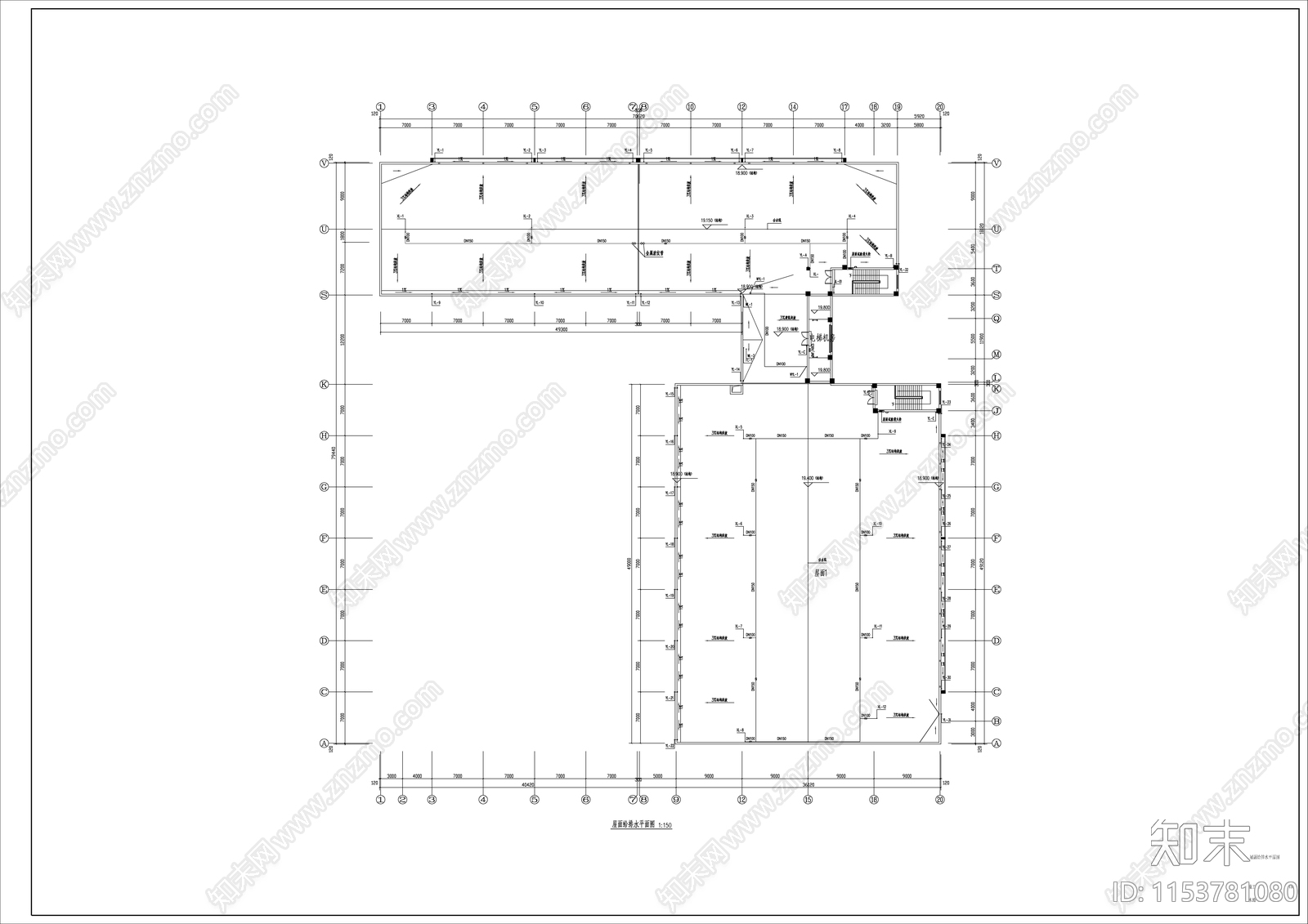 L型标准厂房cad施工图下载【ID:1153781080】