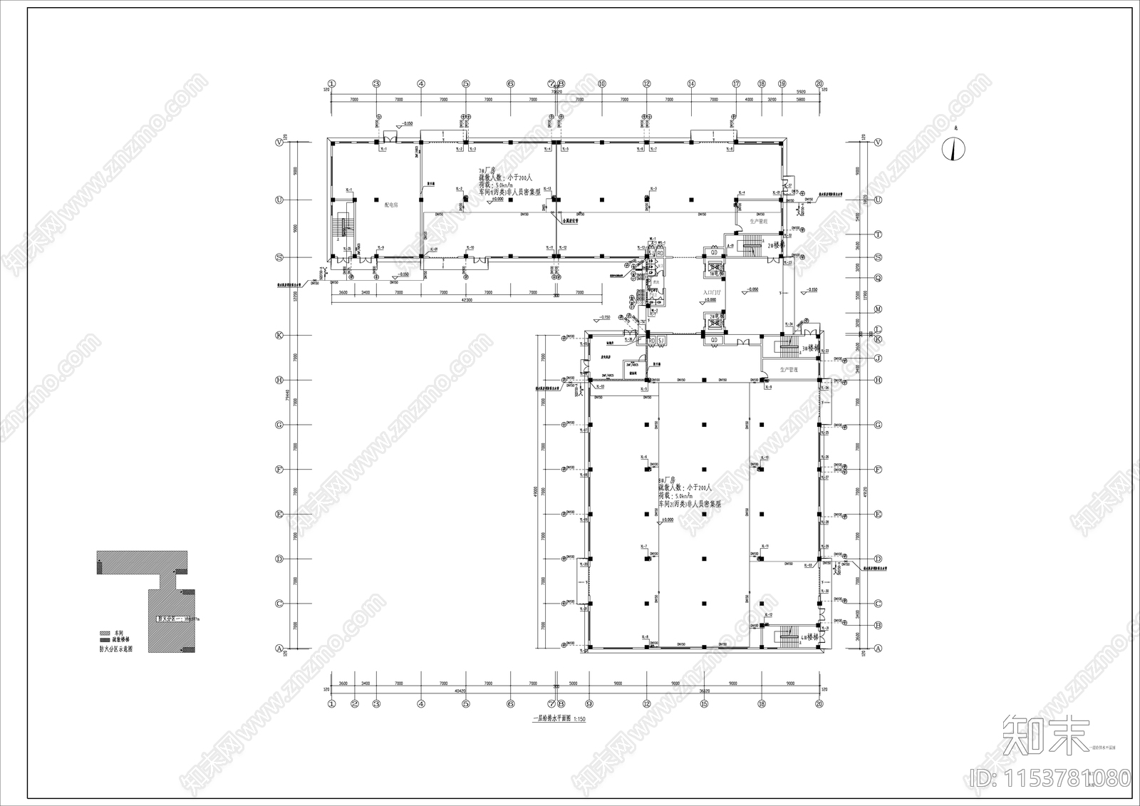 L型标准厂房cad施工图下载【ID:1153781080】