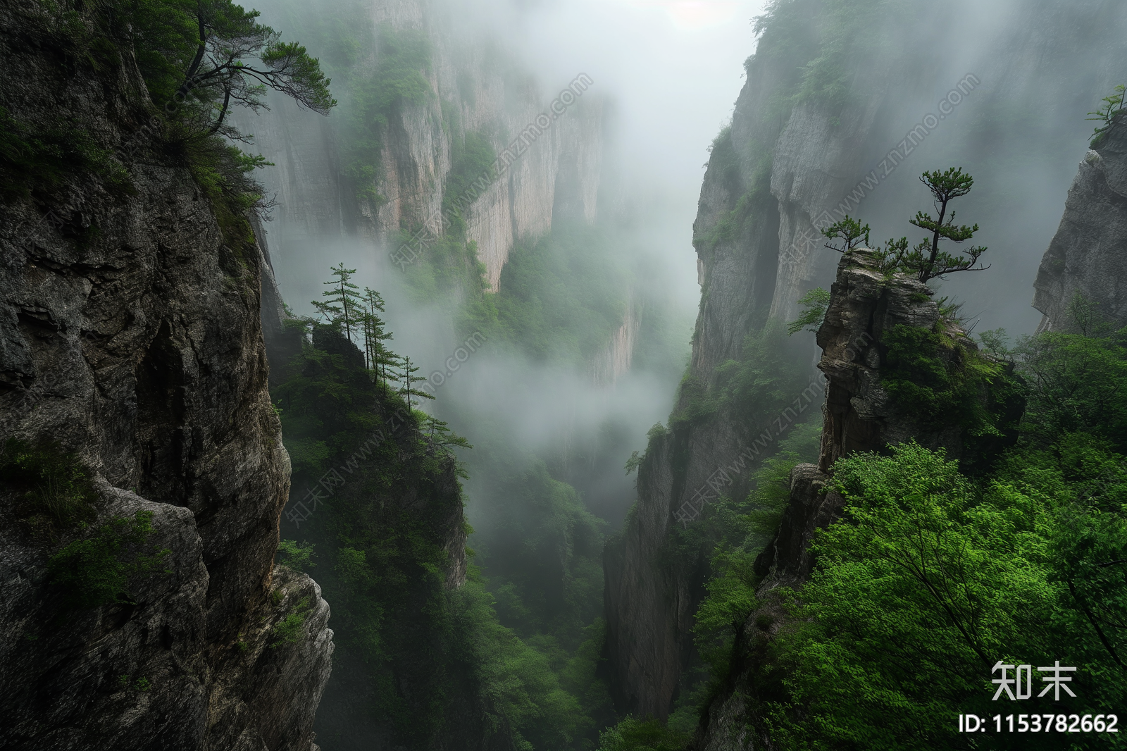 云雾险峻山谷自然风景贴图下载【ID:1153782662】