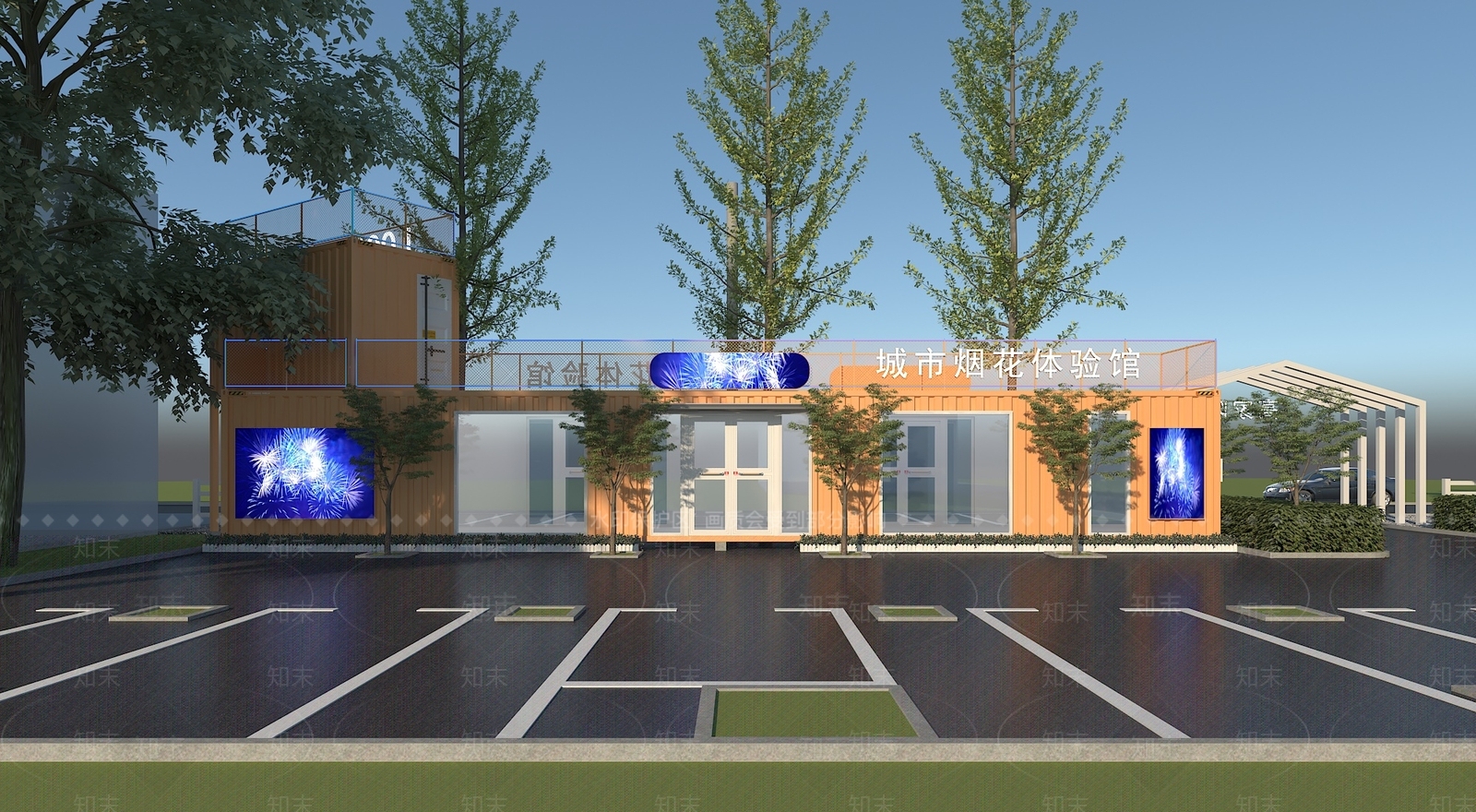 现代烟花展厅门头门面3D模型下载【ID:1153783468】