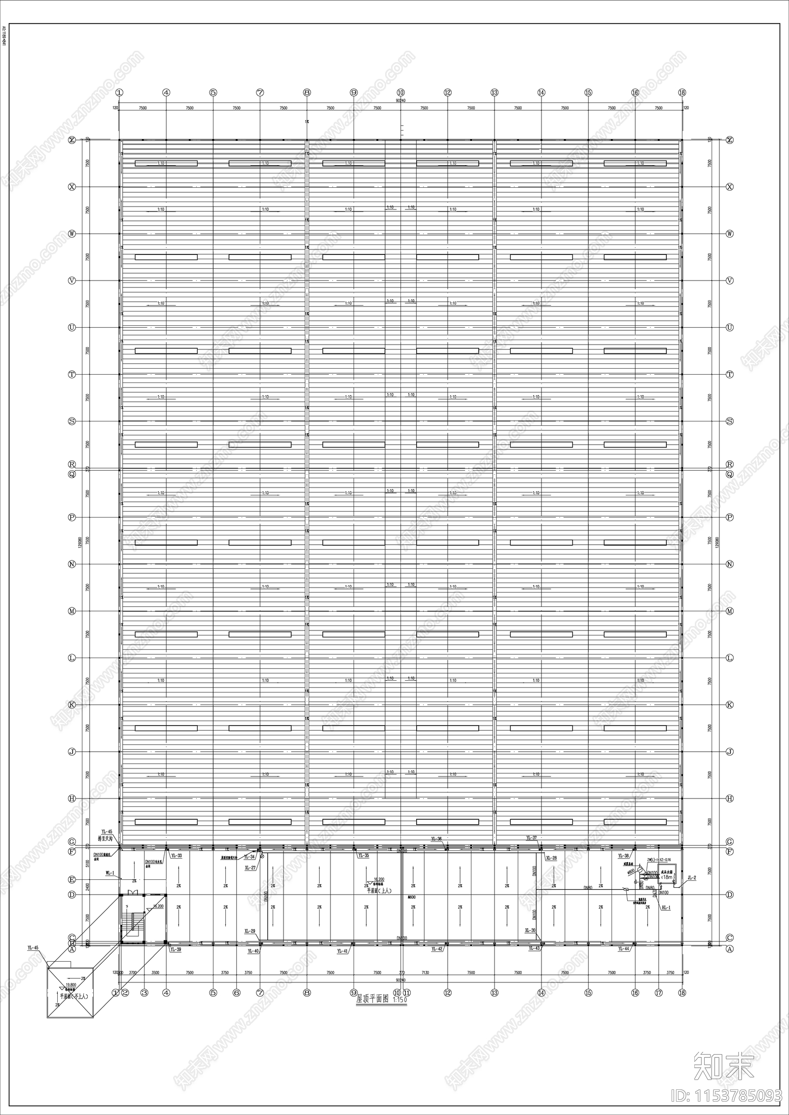 企业科技孵化园标准厂房给排水cad施工图下载【ID:1153785093】