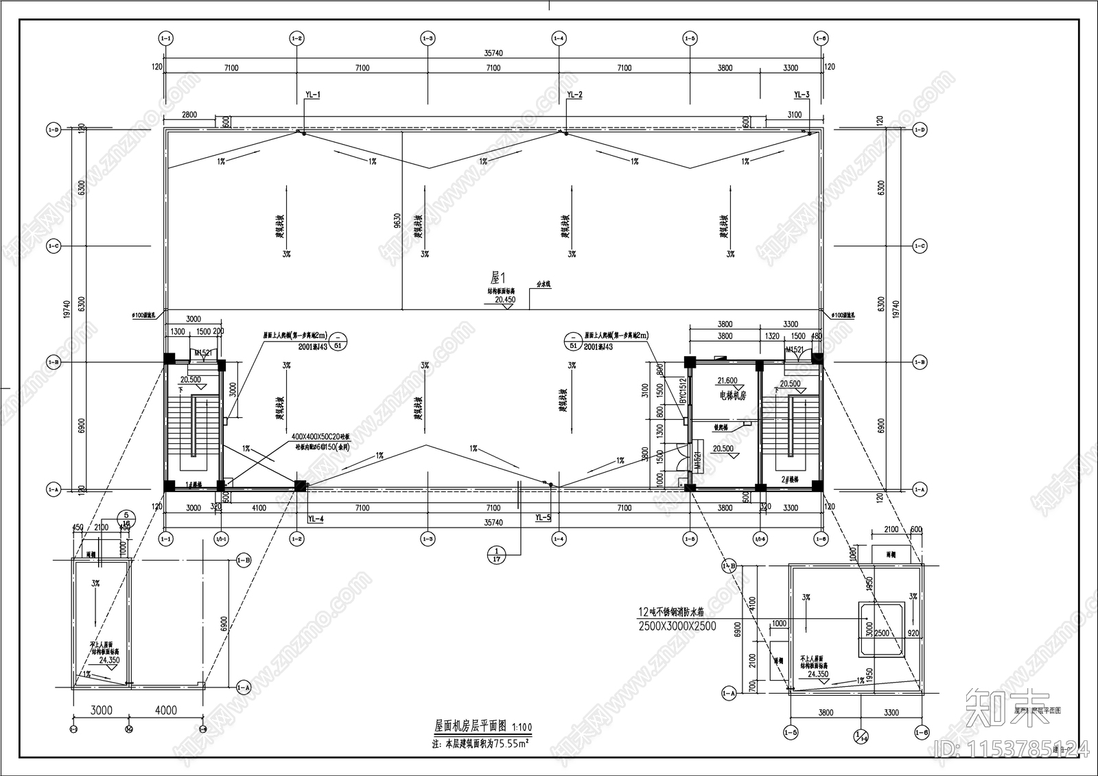 丁类厂房建筑cad施工图下载【ID:1153785124】