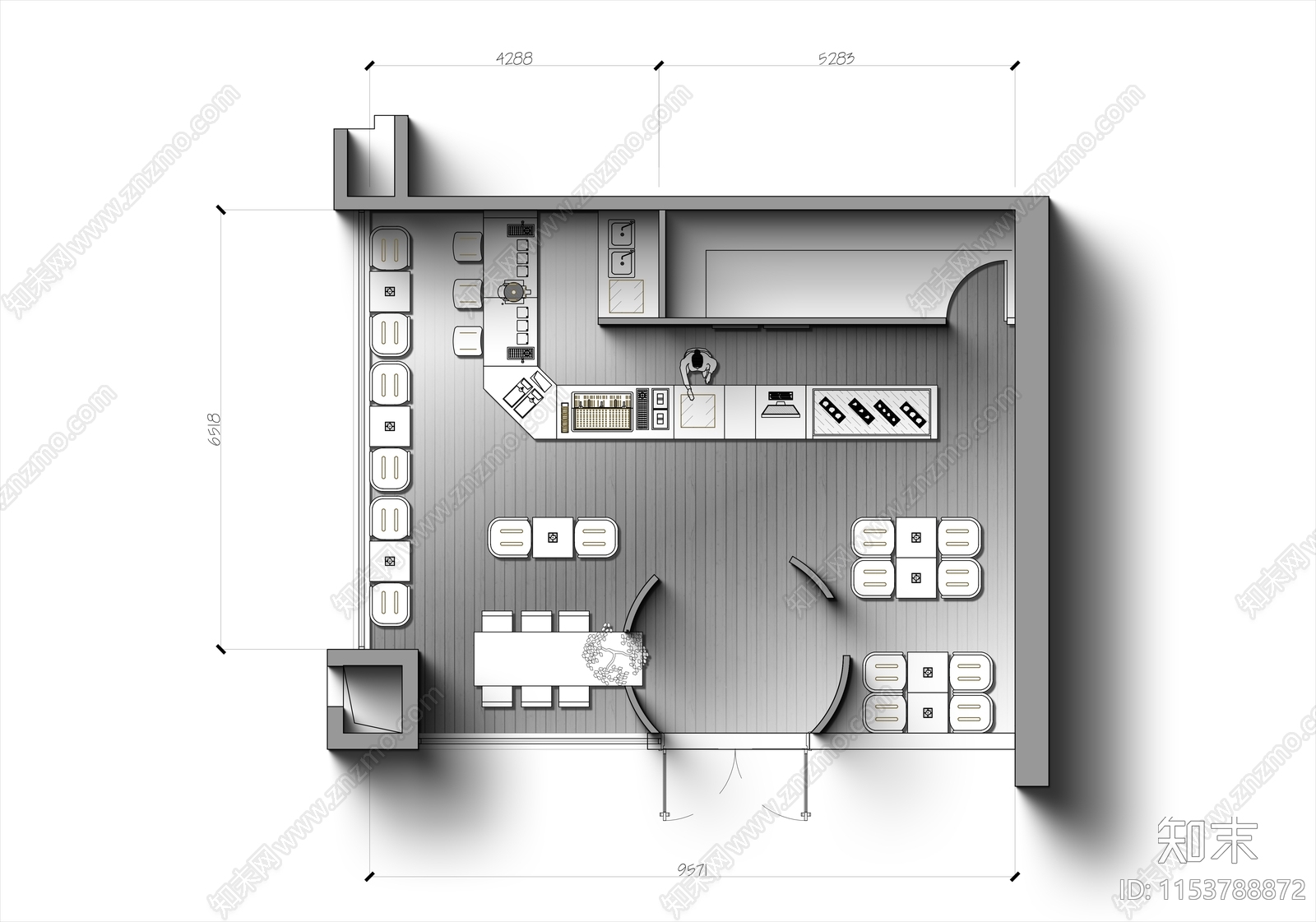 70㎡咖啡馆平面布置图施工图下载【ID:1153788872】