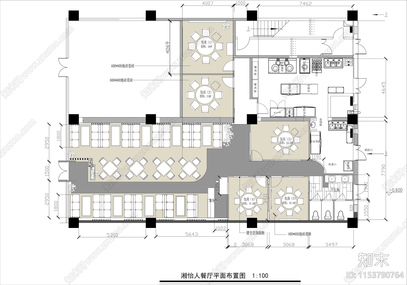 400㎡中餐厅平面布置图施工图下载【ID:1153790764】