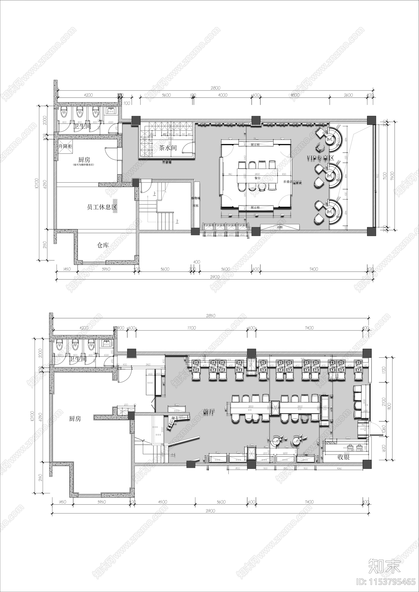 350㎡两层特色餐厅平面布置图cad施工图下载【ID:1153795465】