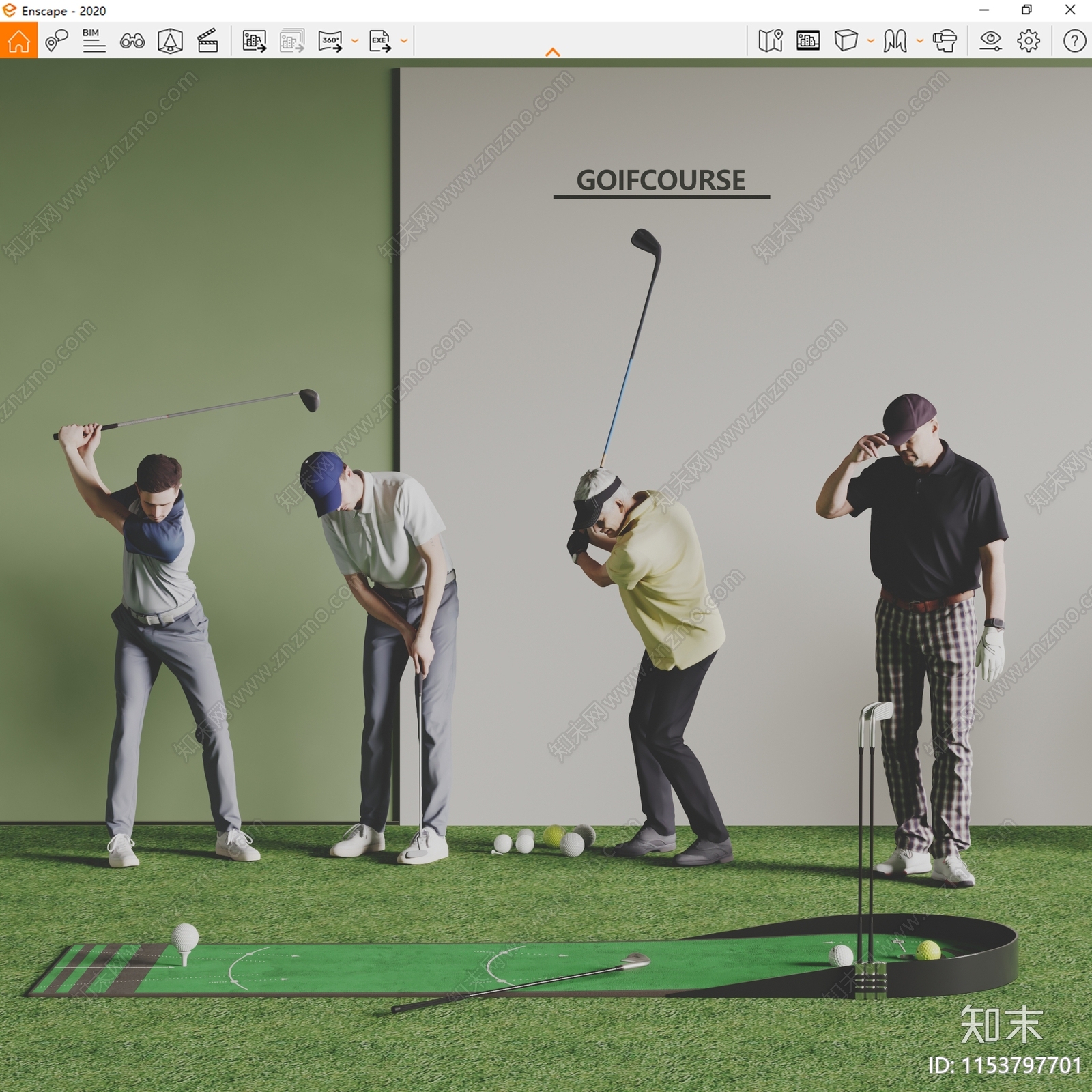 打高尔夫球人SU模型下载【ID:1153797701】