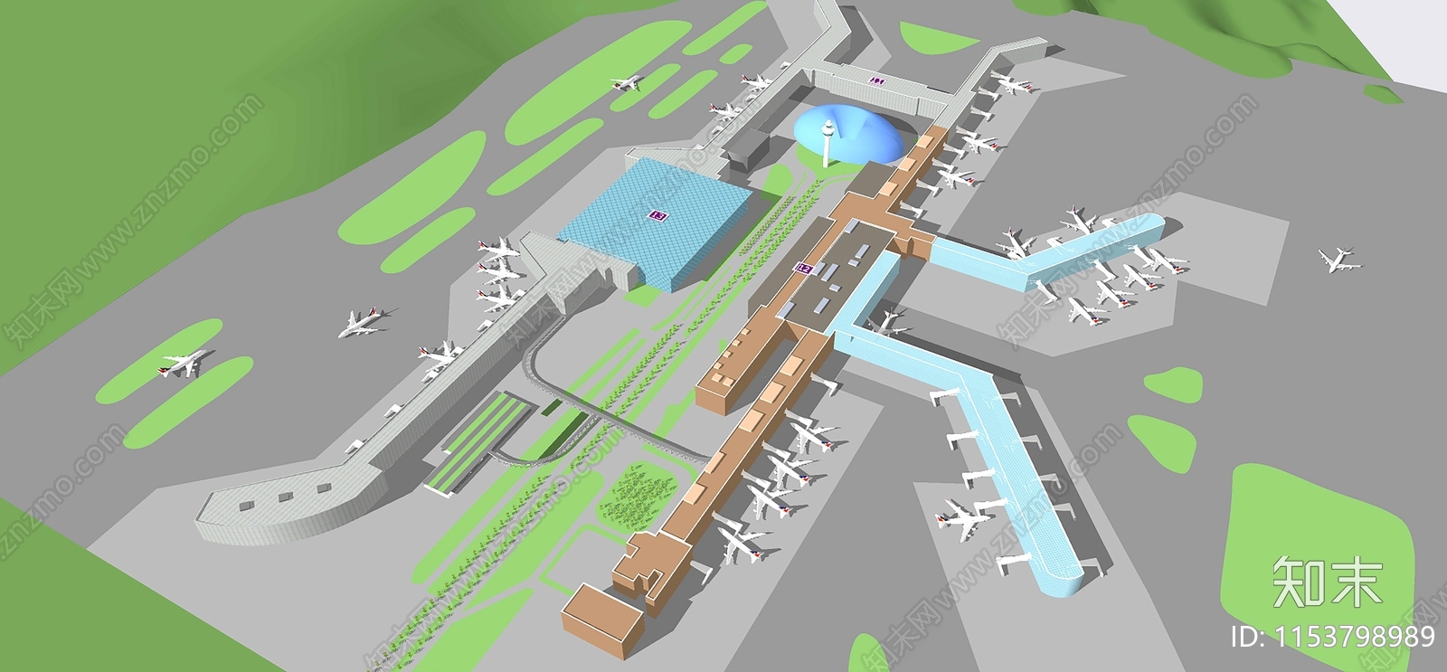 现代机场SU模型下载【ID:1153798989】