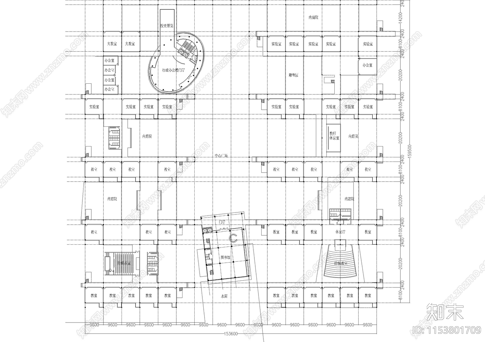 中学建筑规划方案cad施工图下载【ID:1153801709】