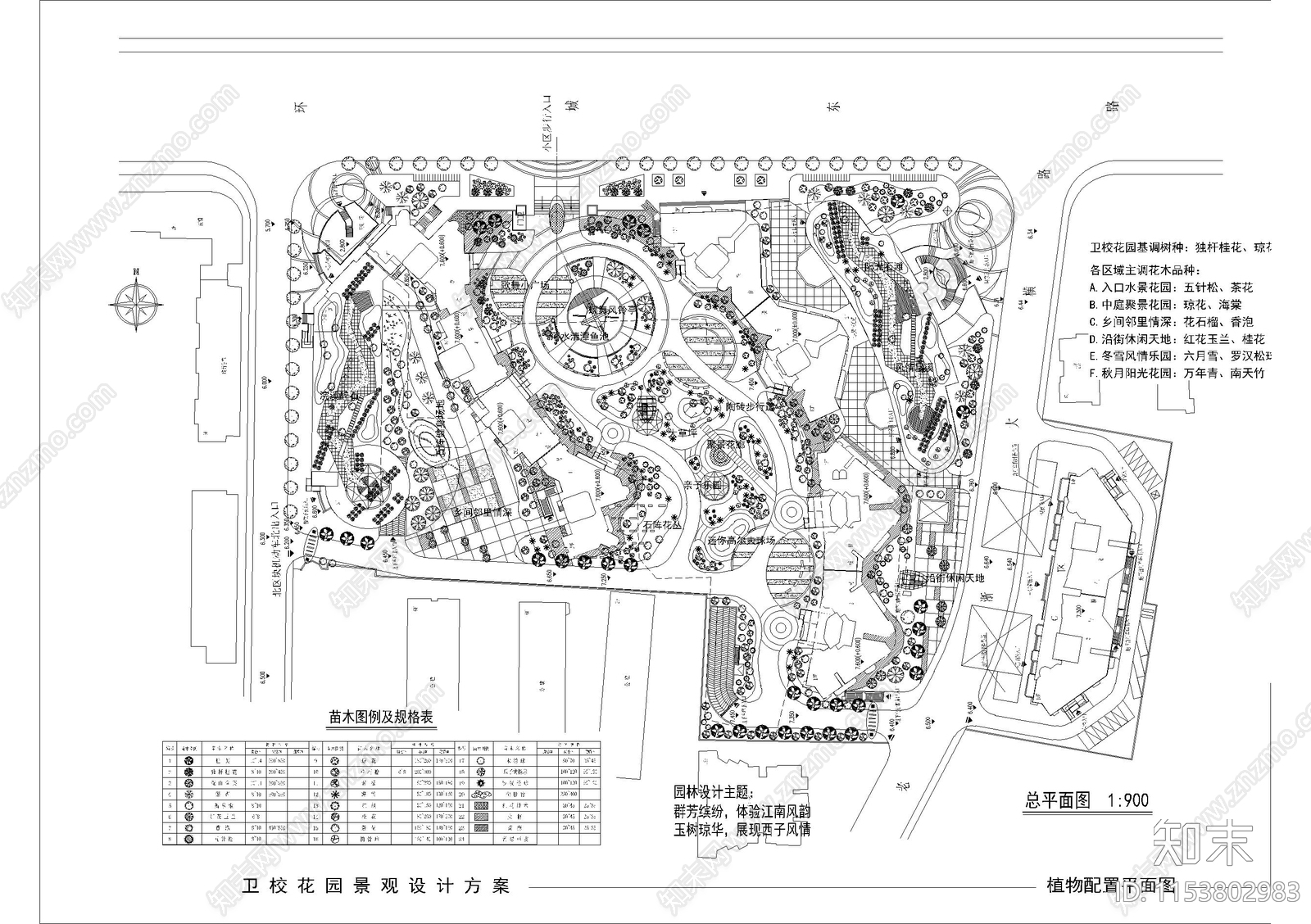 卫校花园景观方案图cad施工图下载【ID:1153802983】