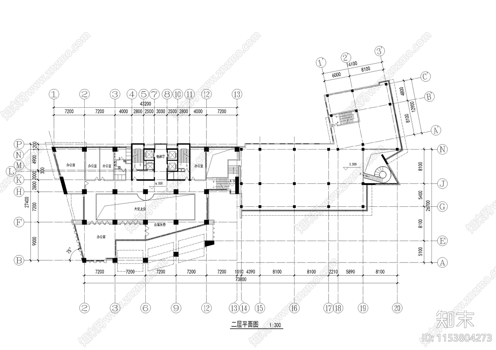 莱州金仓矿业办公楼cad施工图下载【ID:1153804273】