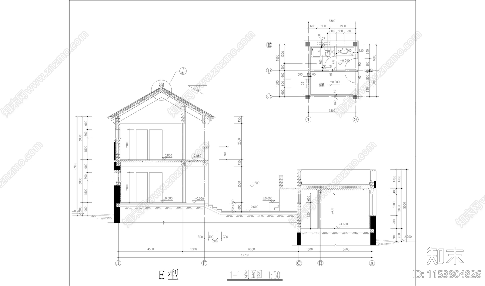 北京檀香山别墅cad施工图下载【ID:1153804826】