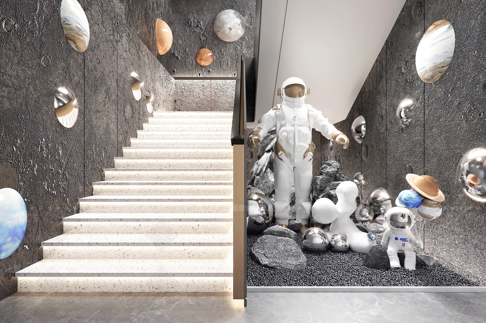 现代太空主题楼梯造景3D模型下载【ID:1153805246】