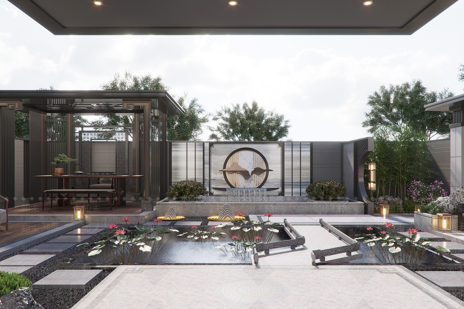 新中式庭院景观3D模型下载【ID:1153805503】