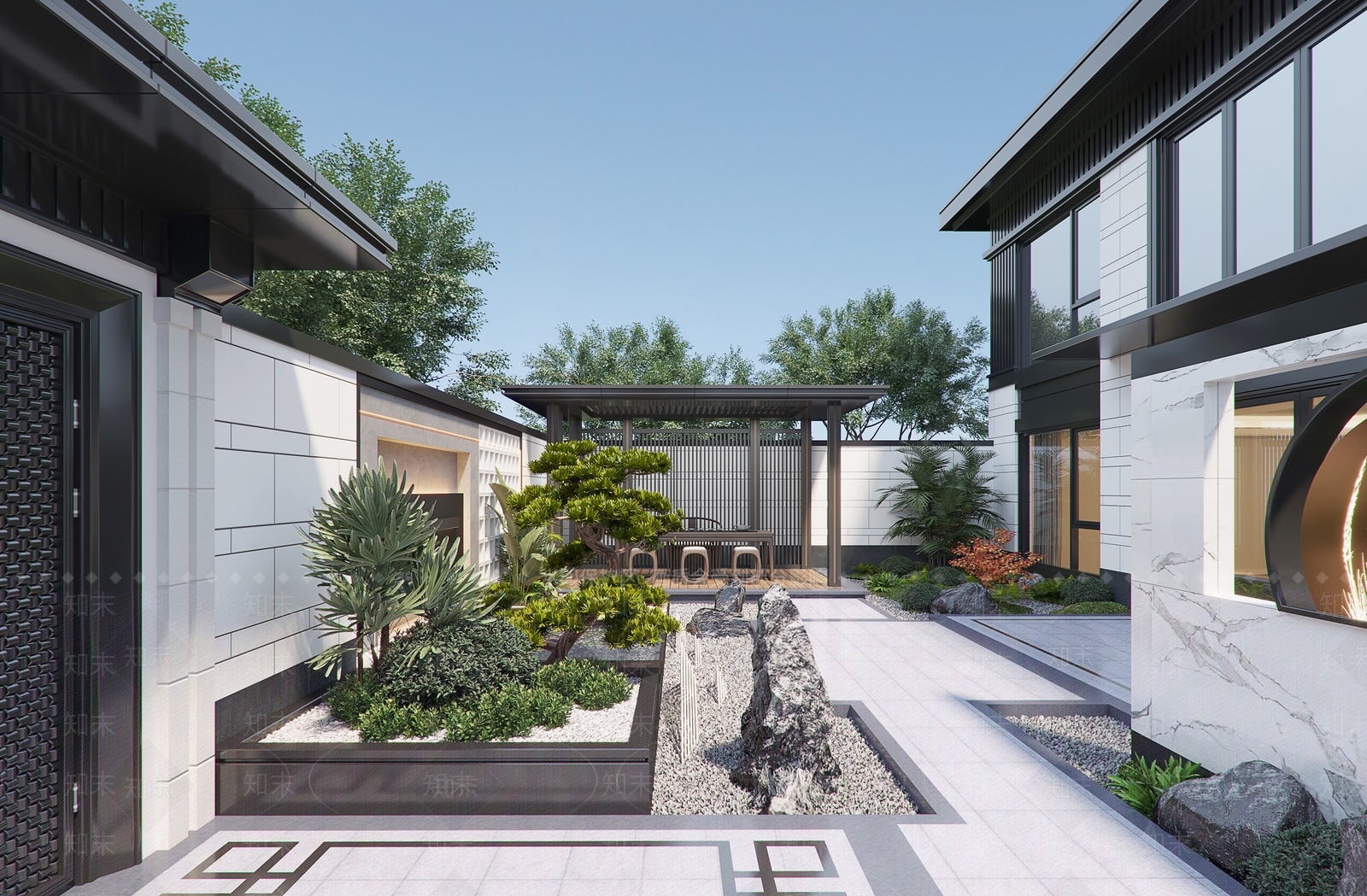 新中式庭院景观3D模型下载【ID:1153805674】