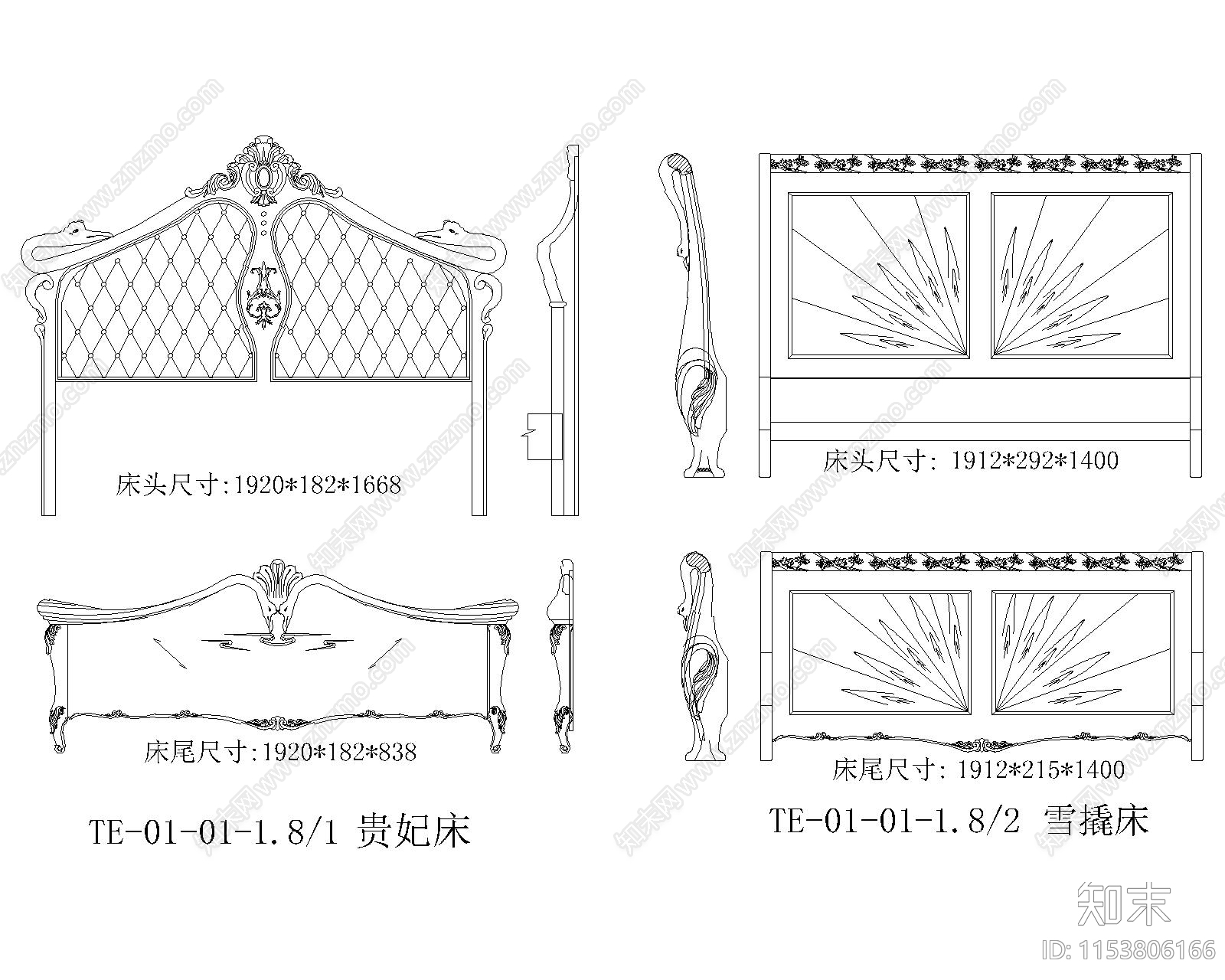 欧式家具立面图库施工图下载【ID:1153806166】