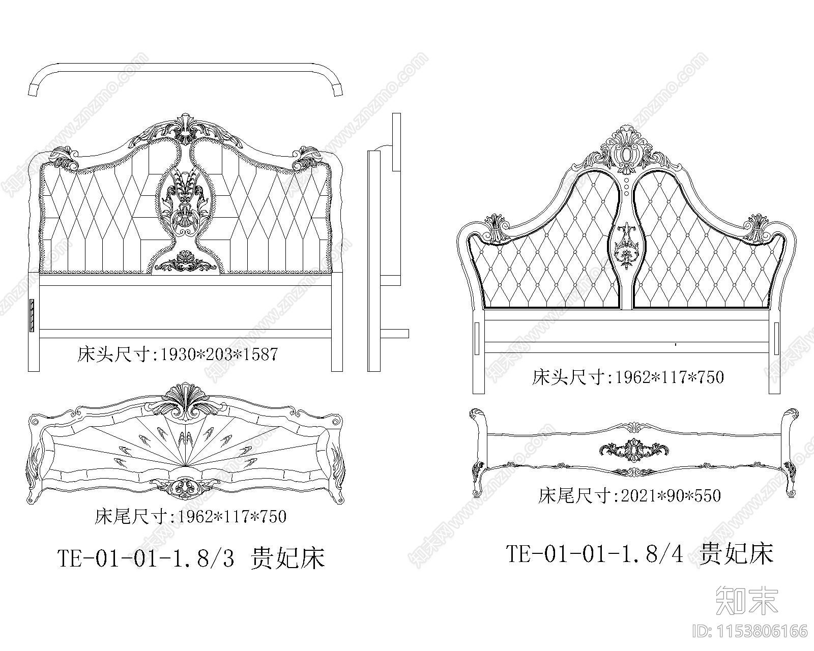 欧式家具立面图库施工图下载【ID:1153806166】