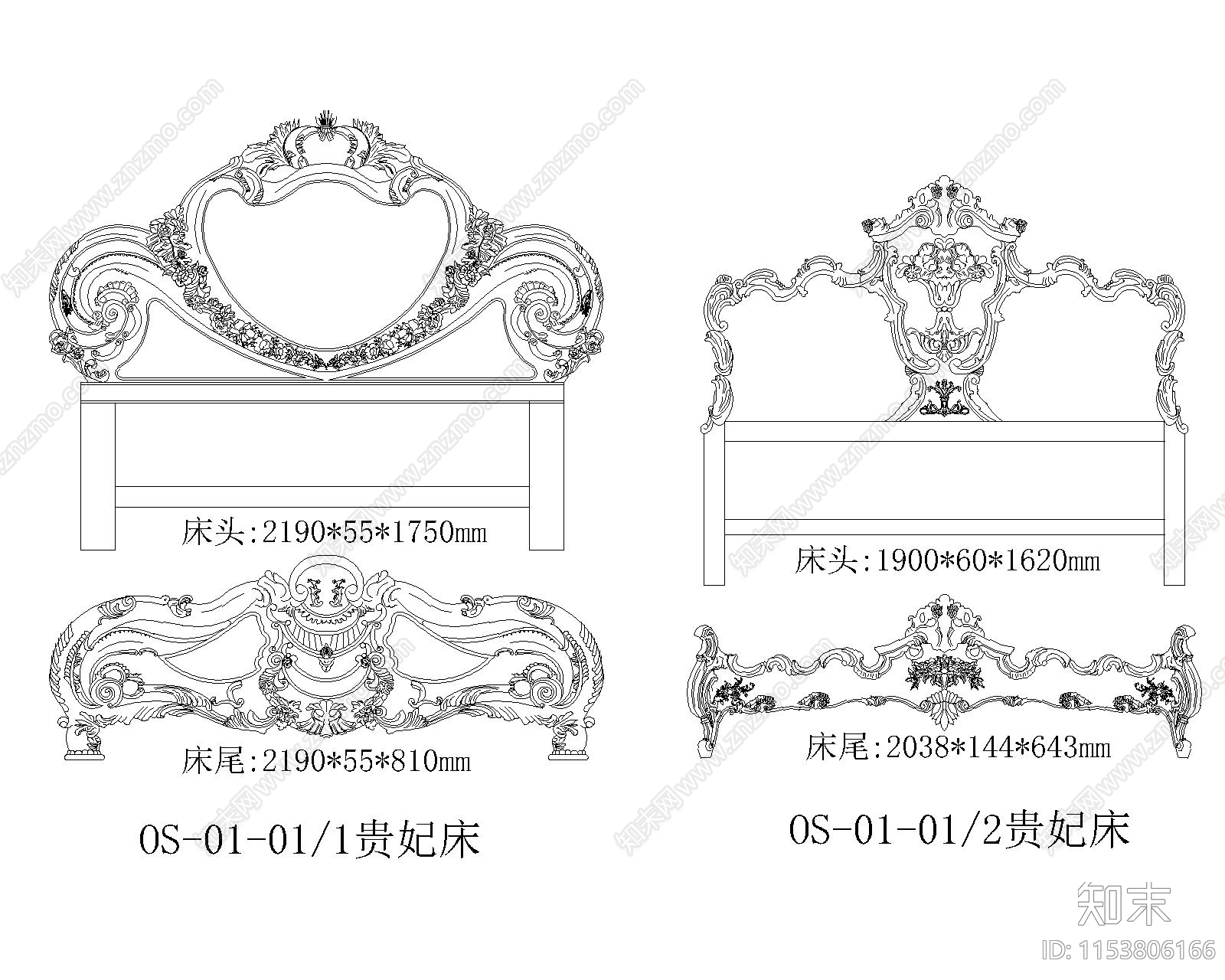 欧式家具立面图库施工图下载【ID:1153806166】