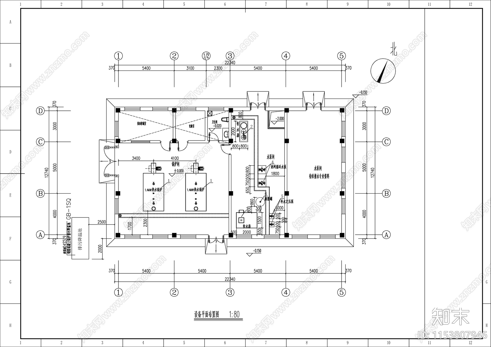 锅炉房动力系统给排水cad施工图下载【ID:1153807946】