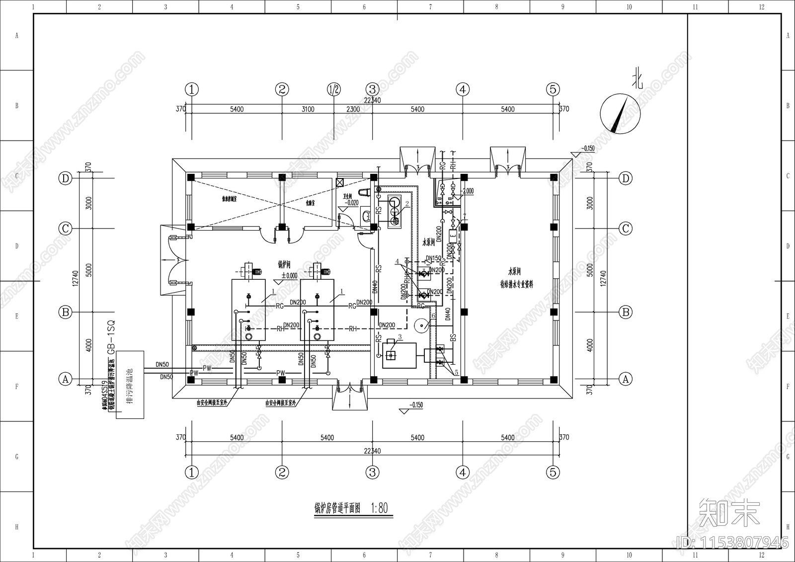 锅炉房动力系统给排水cad施工图下载【ID:1153807946】