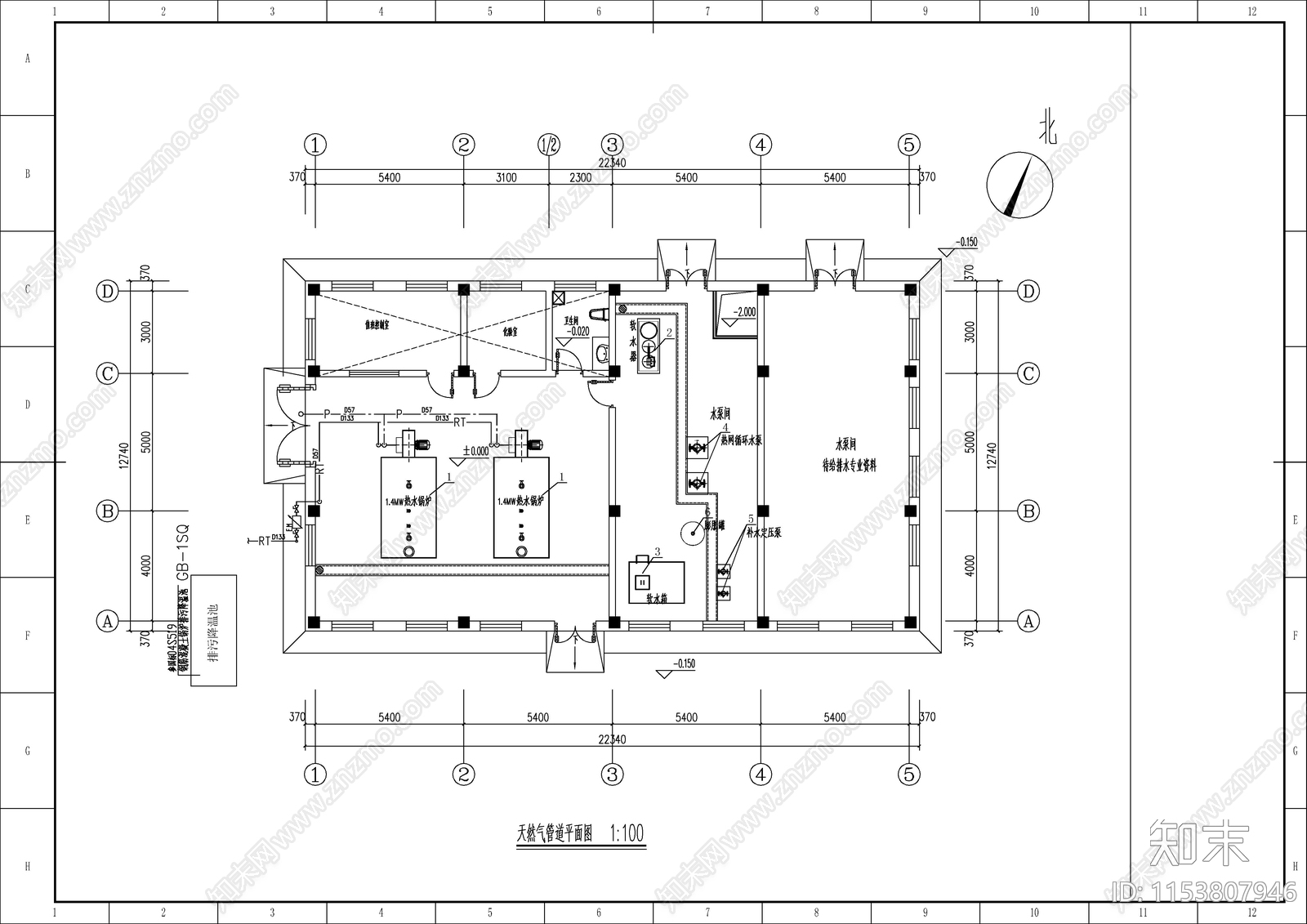 锅炉房动力系统给排水cad施工图下载【ID:1153807946】