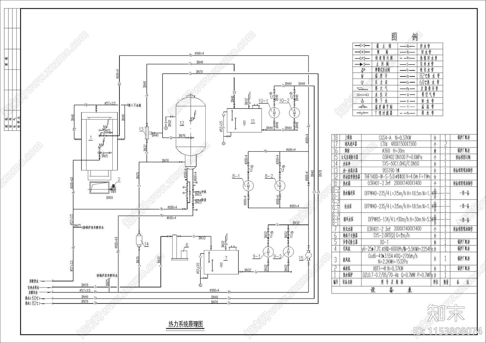 燃煤热水锅炉房热力图cad施工图下载【ID:1153808074】