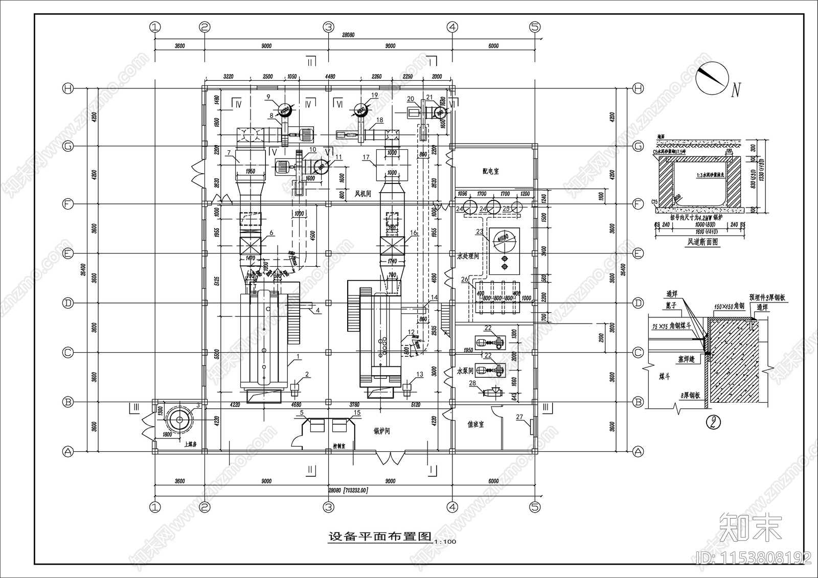 热水锅炉房给排水cad施工图下载【ID:1153808192】