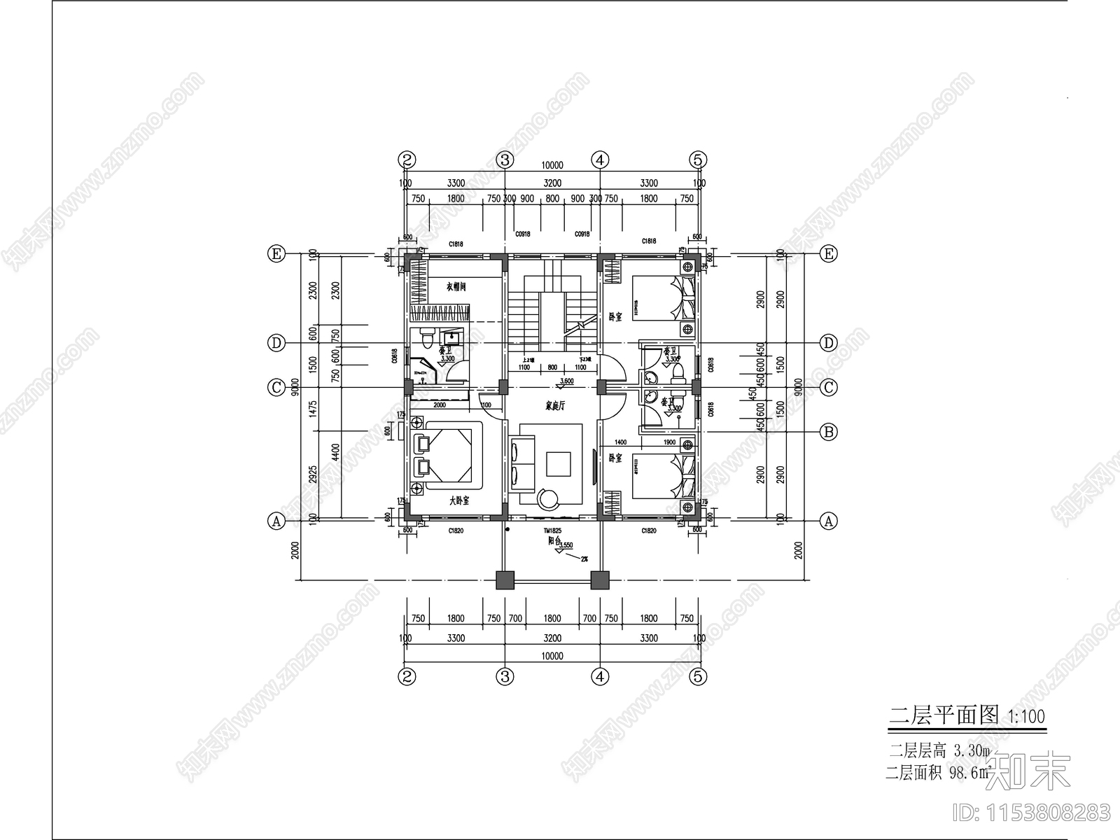 新中式三层独栋别墅建施工图下载【ID:1153808283】