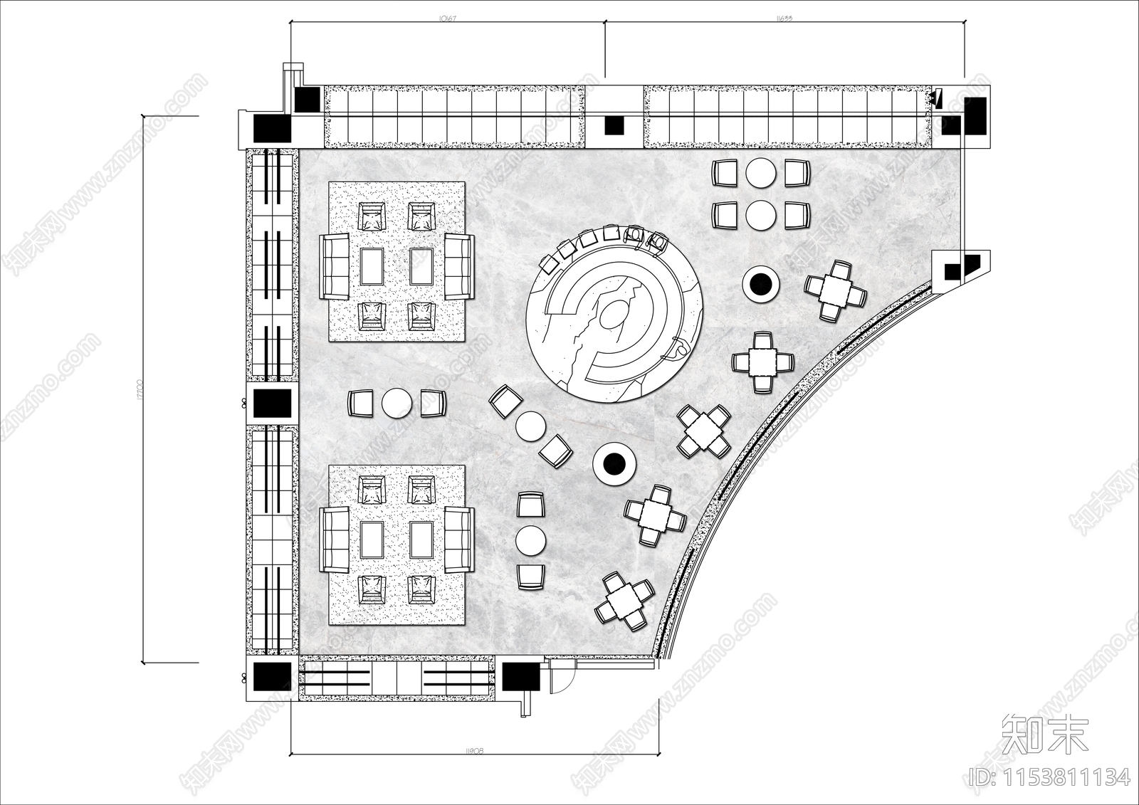 300㎡小酒吧平面布置图施工图下载【ID:1153811134】