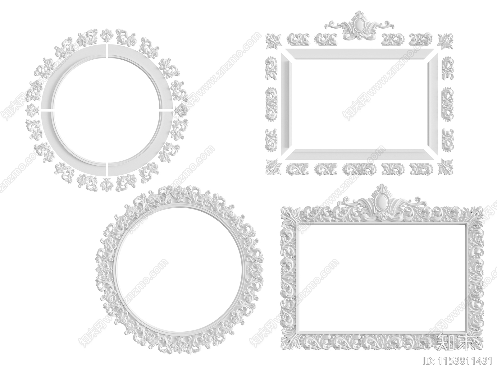 欧式古典雕花镜子3D模型下载【ID:1153811431】