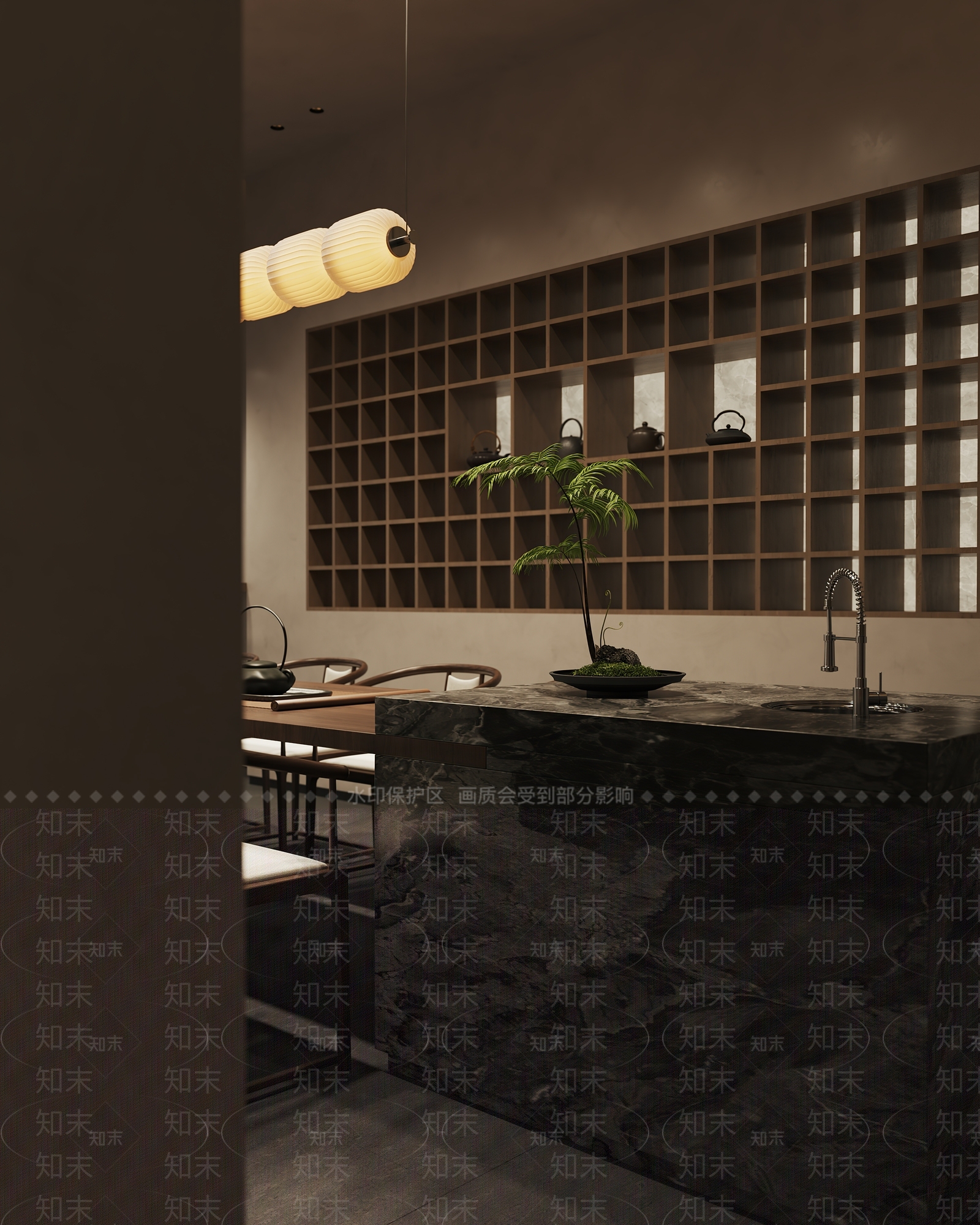 新中式禅意茶馆3D模型下载【ID:1153814259】