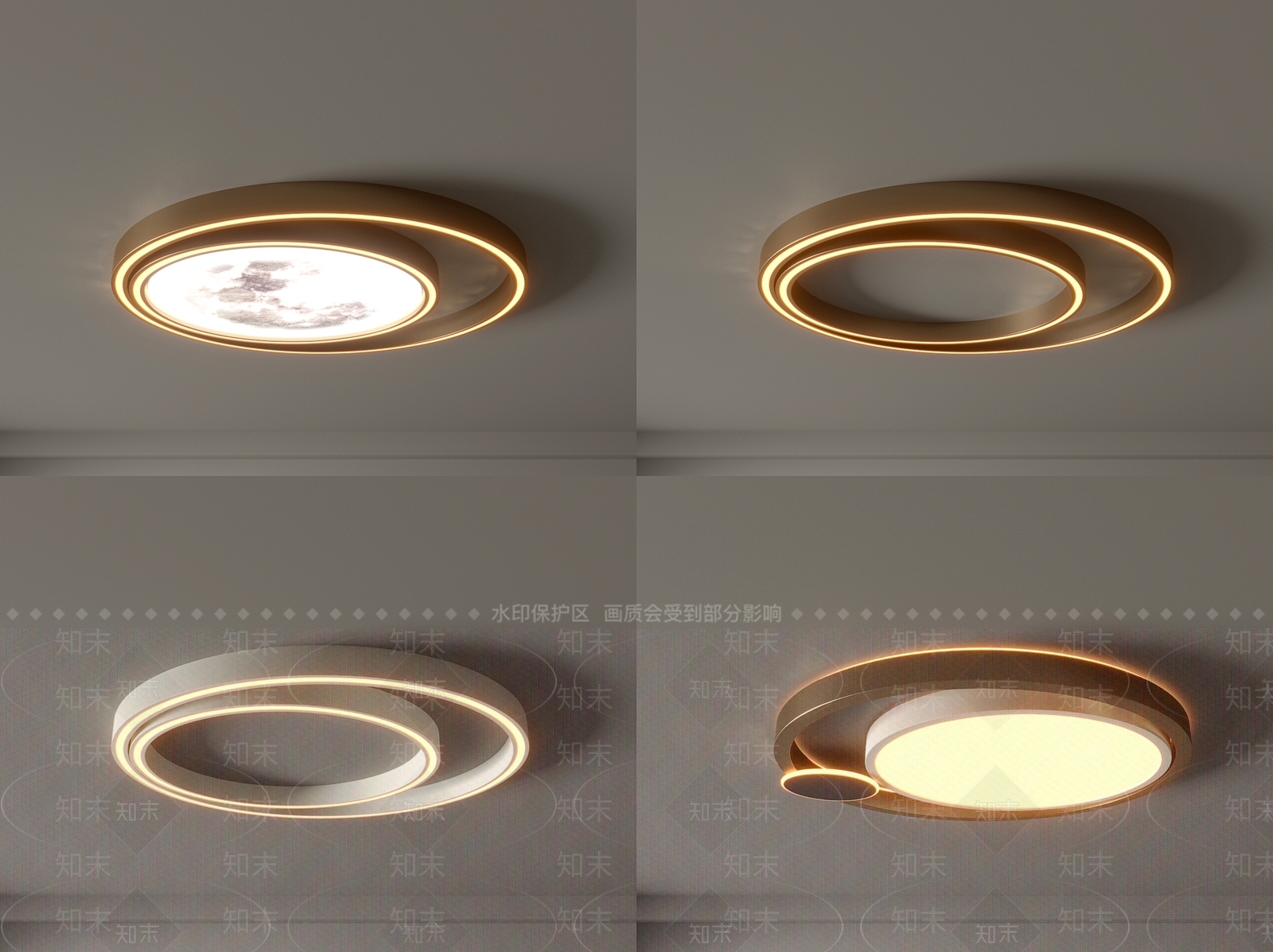 现代吸顶灯3D模型下载【ID:1153815759】