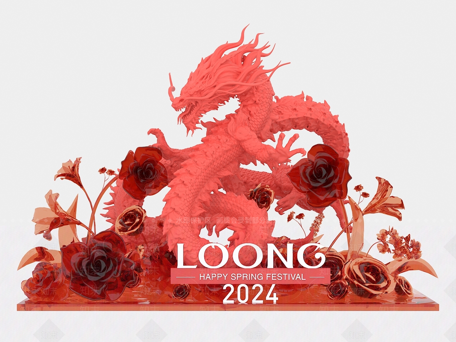 新中式新年龙年美陈3D模型下载【ID:1153816051】